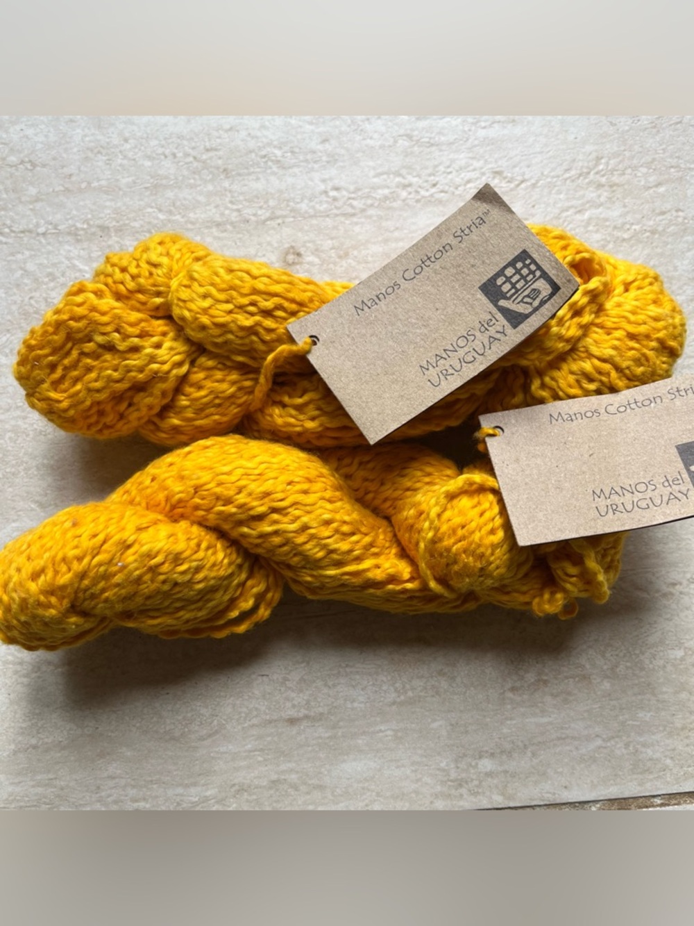 Manos del Uruguay Hand Dyed Cotton Yarn 2 Skeins Yellow Gold 232 Yd Fair Trade